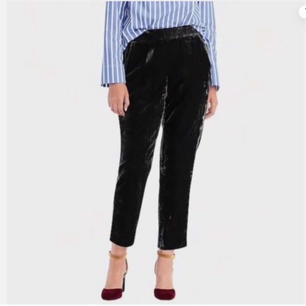 J.CREW Black Crushed Velvet Ankle Boyfriend Pant
